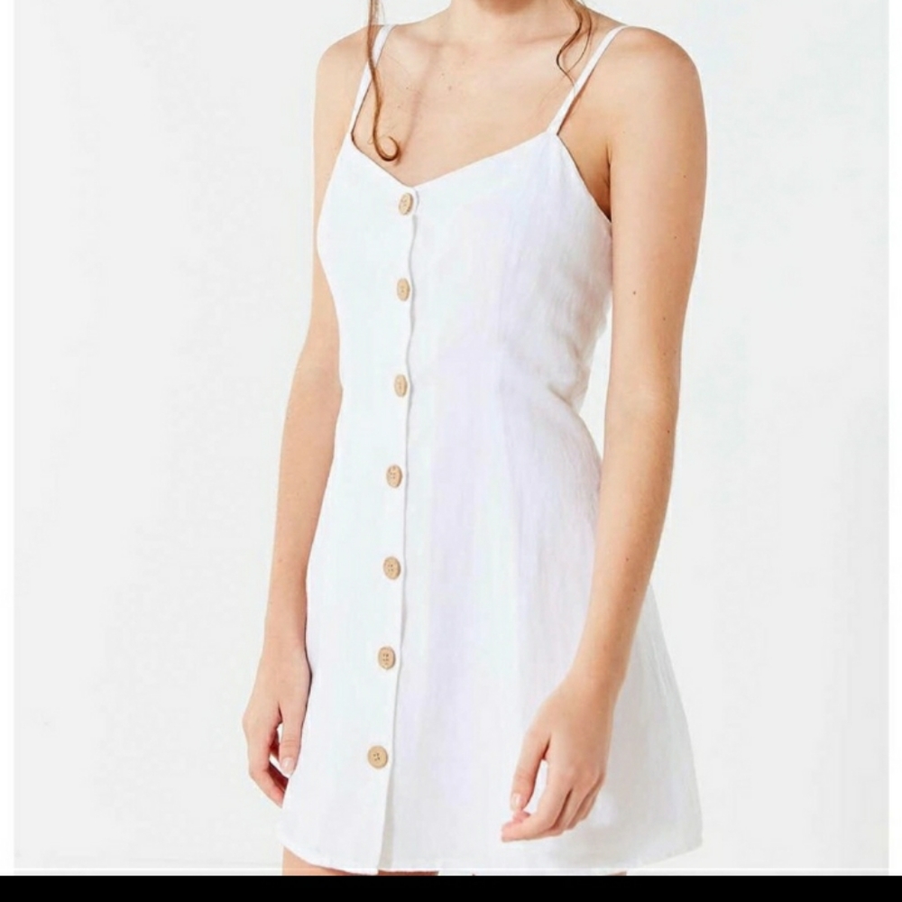 White linen dress with tie back